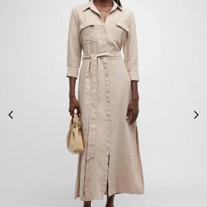 L'Agence Cameron Linen Long Shirtdress - No belt